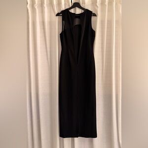 Donna Morgan Black Sheer Wave Midi Dress